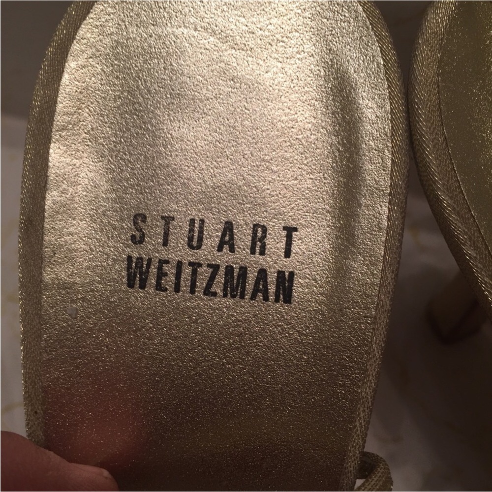 STUART WEITZMAN “Converge” ORO Gold Sparkle Lame Heels - Picture 14 of 14